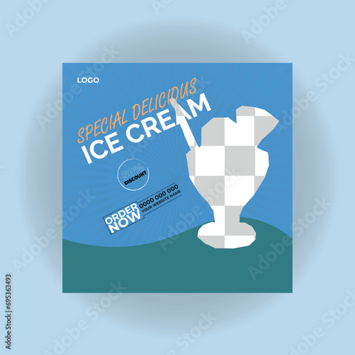 Ice cram Social Media Square Layout for Posts with Light Blue Elements