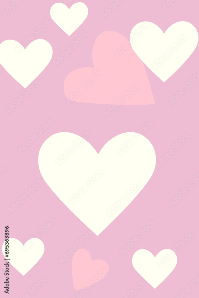 Cute Hearts Pattern in Pastel Colors - Cartoon Art for Banner, Poster, Wallpaper, Card Decoration