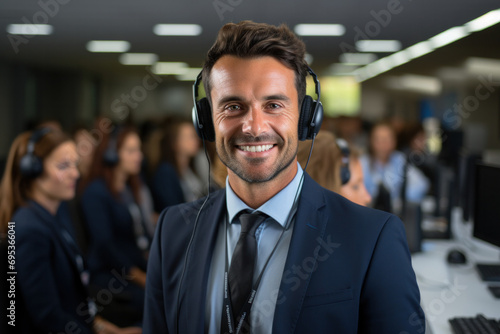 portrait of operator of the call center