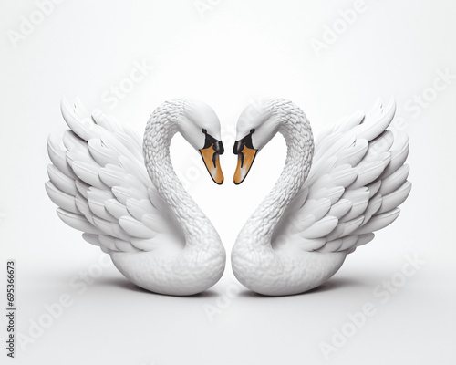 3D Rendering of Swans Neck Heart Shape Isolated
