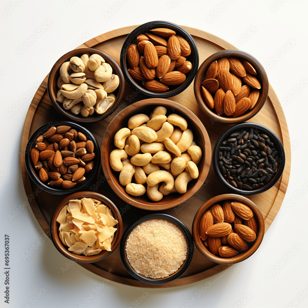 Tasteful Assortment of Nuts, Butters, and Seeds Isolated
Tasteful Assortment of Nuts, Butters, and Seeds Isolated