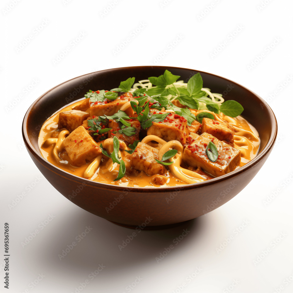 Creamy Curry Udon with Crispy Tofu Isolated
Creamy Curry Udon with Crispy Tofu Isolated