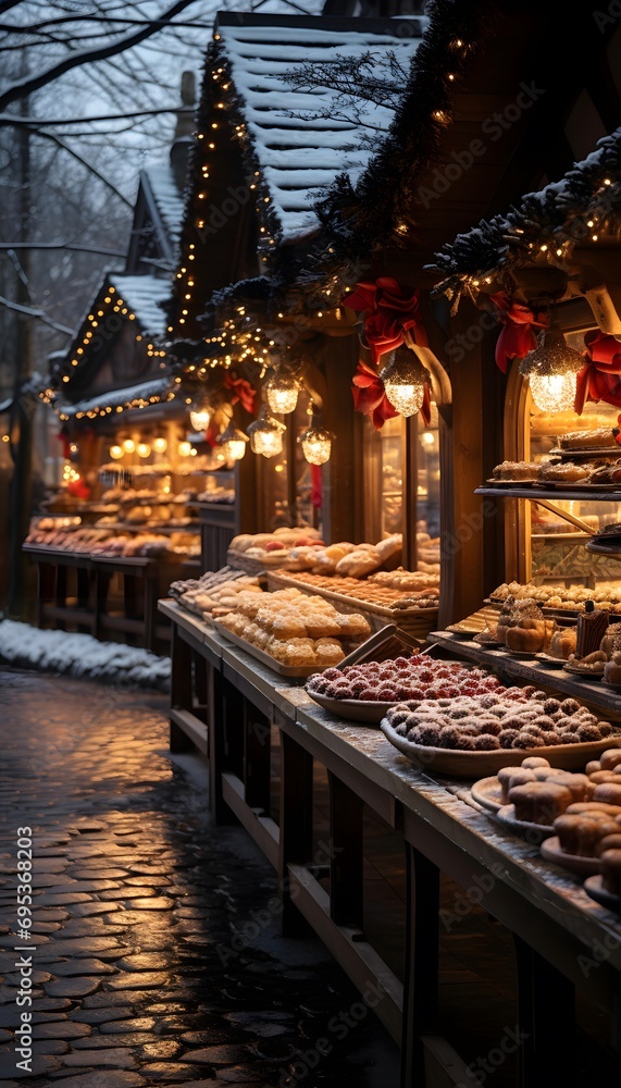 Christmas market in Riga, Latvia. Christmas market with traditional gingerbread cookies.