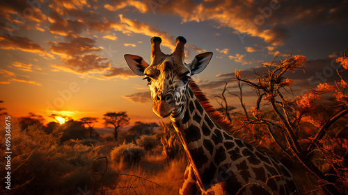 giraffe in sunset