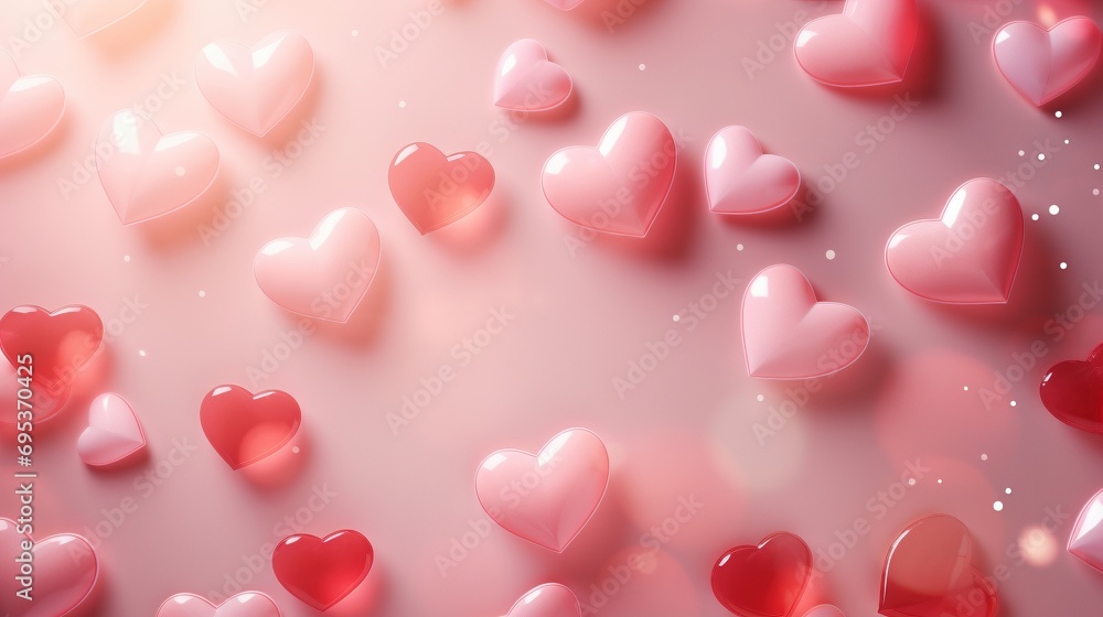Bokeh illuminated pink hearts valentines background image