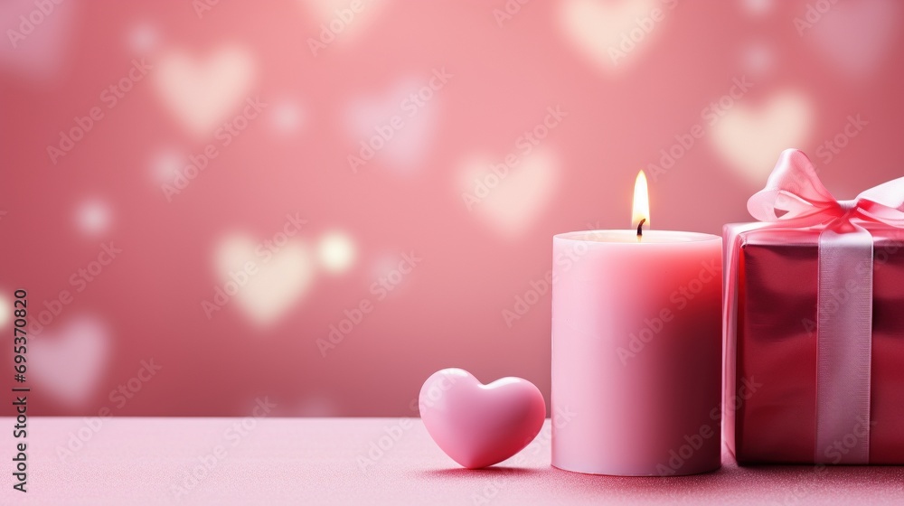 Heartfelt present pink candle glow banner background copy space Heartfelt present pink candle glow banner background copy space