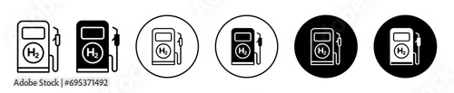 hydrogen fuel pump icon. renewable sustainable green hydrogen h2 power fuel filling station pump for automobile vehicle vector. clean hydrogen energy gas fuel gas station or h2 refueling pump symbol