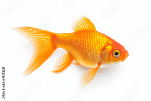 Goldfish in aquarium isolated on white background