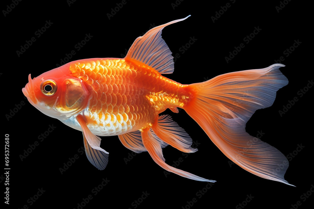 Goldfish in aquarium isolated on white background Goldfish in aquarium isolated on white background