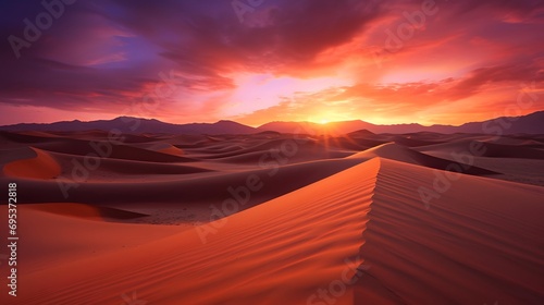 Sand dunes at sunset in the Erg Chebbi Desert, Morocco photo