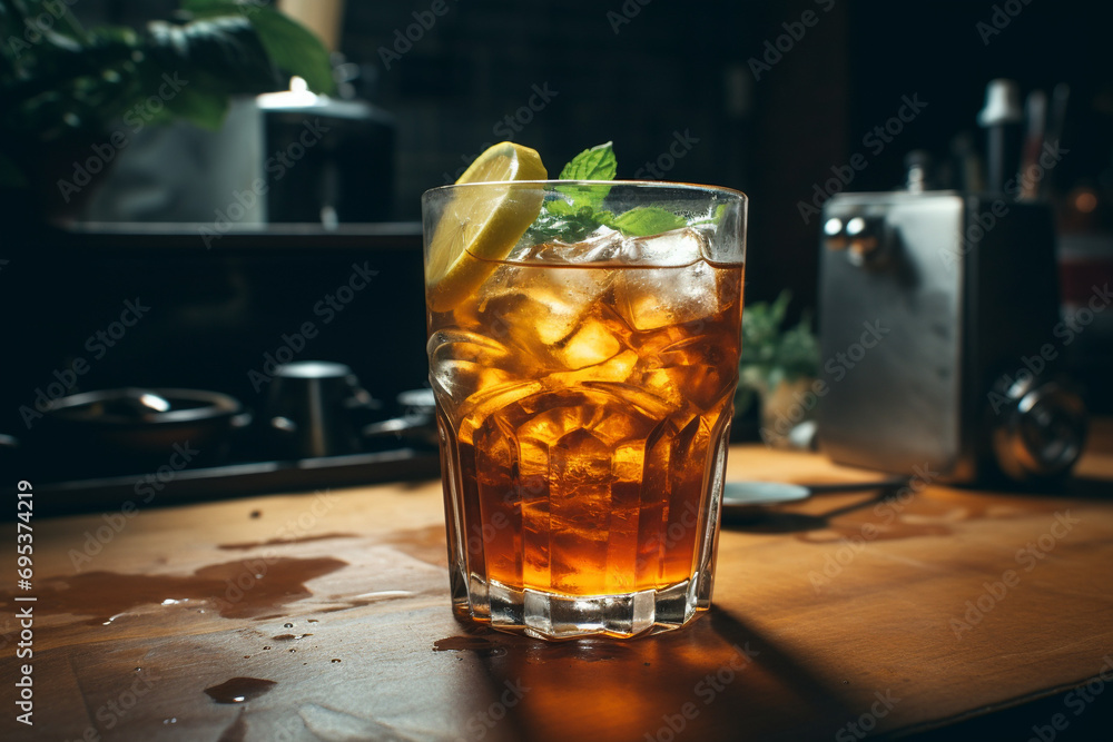 Serenity in Sip: A Cup of Iced Tea with Fresh Mint Serenity in Sip: A Cup of Iced Tea with Fresh Mint