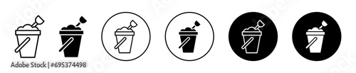 Sand bucket icon. dummy sand filled bucket for emergency in building symbol vector sign set. 