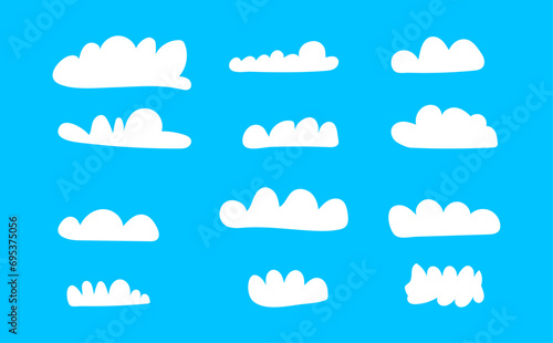 clouds in the blue sky.cartoon cloud set.
