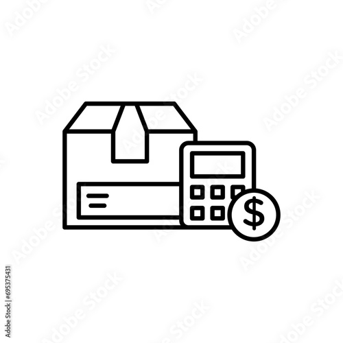 Estimate cost delivery vector icon. Total delivery charges vector symbol in black and white color.