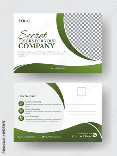 Business-friendly and contemporary postcard template inventive, colorful, and imaginative layout template © Jubaer