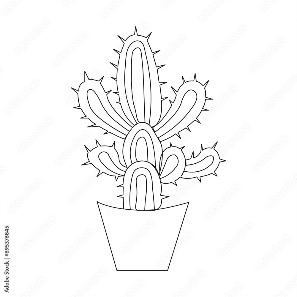 Continuous one line cactus drawing art design Continuous one line cactus drawing art design