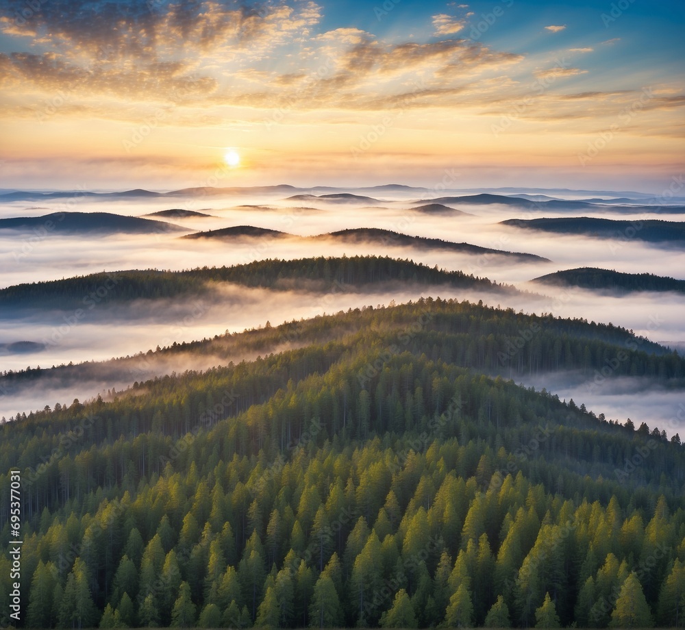 Foggy morning in the Carpathian mountains. Ukraine, Europe.