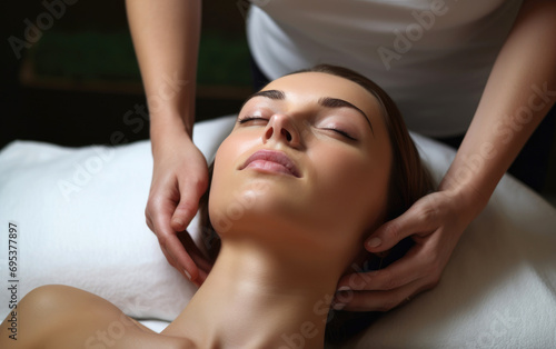 Craniosacral therapy for woman in a physiotherapy salon