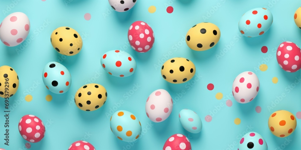 Easter background with colored eggs. Easter eggs over blue background Easter background with colored eggs. Easter eggs over blue background