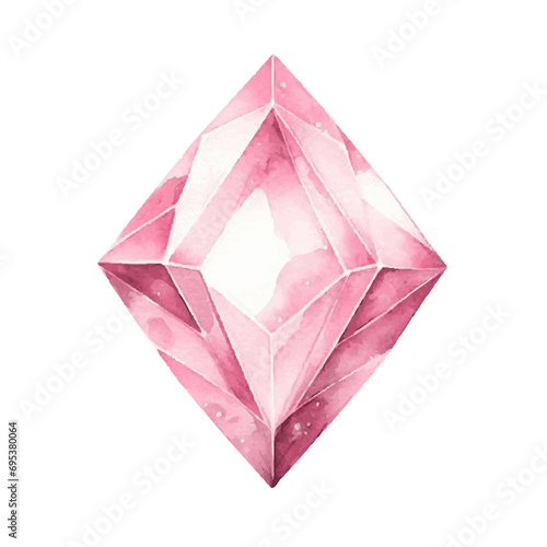 pink diamond crystal gem wealth symbol watercolor paint