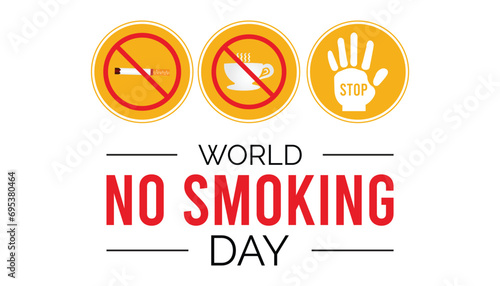 world no smoking day is observed every year in March, Holiday, poster, card and background vector illustration of smoking shape design.