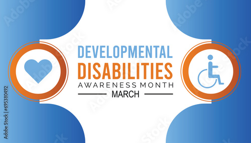 Developmental Disabilities awareness month is observed every year in March, Holiday, poster, card and background vector illustration design.