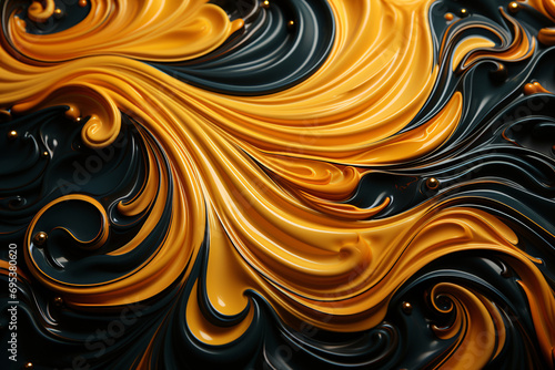 Golden Swirls Pouring Gold Ornaments Background Golden Elegance: Pouring Swirls, Ornate Gold Background with Graceful Flow