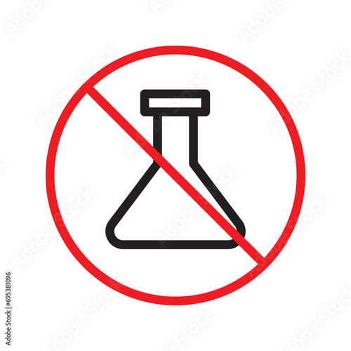 Forbidden Prohibited Warning, caution, attention, restriction label danger. No flask vector icon. Do not use toxic chemical elements sign design. No tube flask symbol flat pictogram.