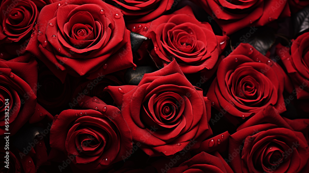 Natural red roses background, flowers wall. Romantic Floral Wallpaper, Valentines concept Natural red roses background, flowers wall. Romantic Floral Wallpaper, Valentines concept