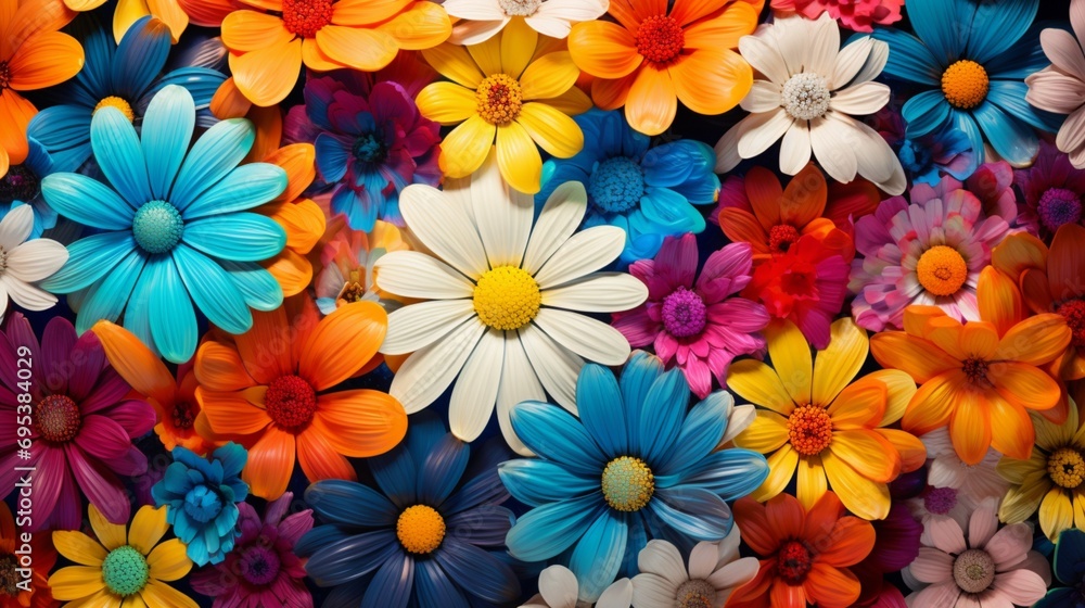 spring background, Colorful flowers as a panoramic background