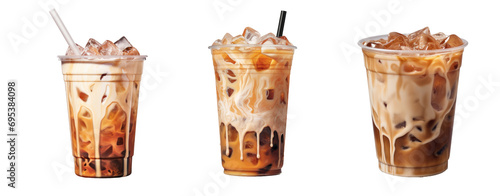 Iced coffee cups isolated on transparent white background