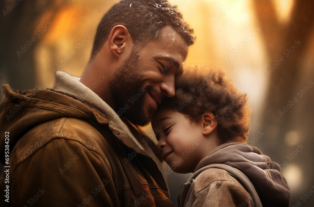 A Man and a Child Hugging Each Other A Man and a Child Hugging Each Other