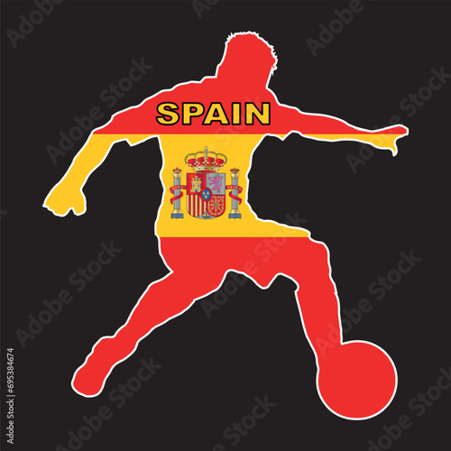 Spanish Footballer With Colors Of The Flag Of Spaim photo