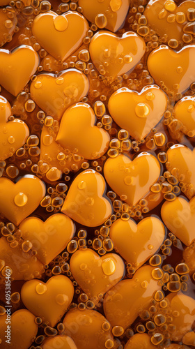 Hearts and bubbles in beer or deep fryer oil photo