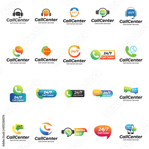 set of Call Center logo vector illustration design template