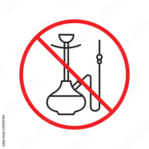 Forbidden Prohibited Warning, caution, attention, restriction label danger. No shisha vector icon. Do not use shisa sign design. No hookay symbol flat pictogram. Do not smoke shisha hookah icon