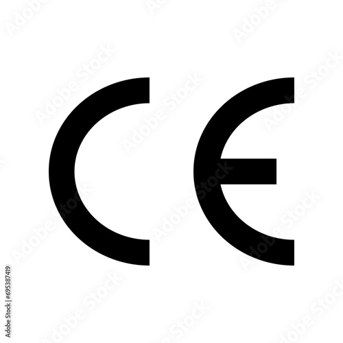 CE mark symbol, conformity marking icon vector, European certificate icon sign isolated on white background.