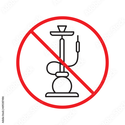 Forbidden Prohibited Warning, caution, attention, restriction label danger. No shisha vector icon. Do not use shisa sign design. No hookay symbol flat pictogram. Do not smoke shisha hookah icon