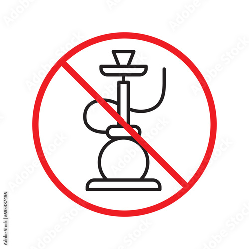 Forbidden Prohibited Warning, caution, attention, restriction label danger. No shisha vector icon. Do not use shisa sign design. No hookay symbol flat pictogram. Do not smoke shisha hookah icon