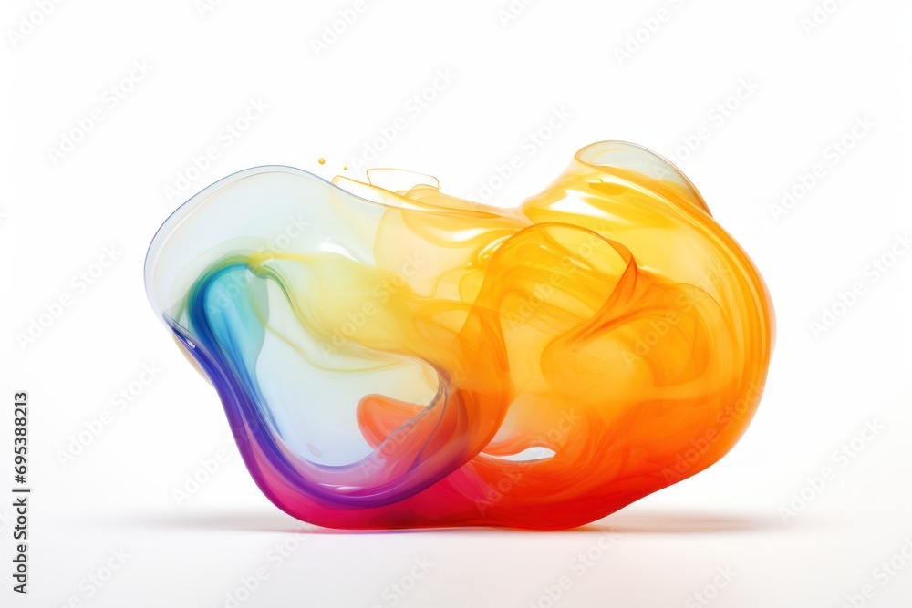 a white background with a multicolored object in the shape of an apple with a drop of liquid coming out of the top of the bottom of the image. a white background with a multicolored object in the shape of an apple with a drop of liquid coming out of the top of the bottom of the image.