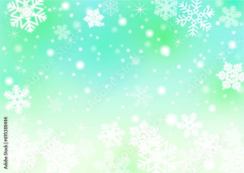 キラキラ雪の結晶　イメージ　グリーン