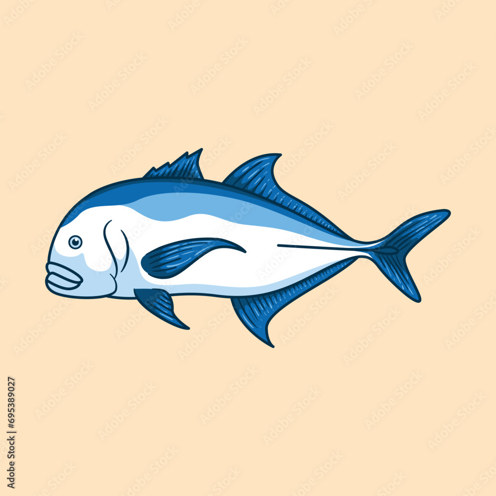 Giant travelly fish mascot character vector illustration Giant travelly fish mascot character vector illustration