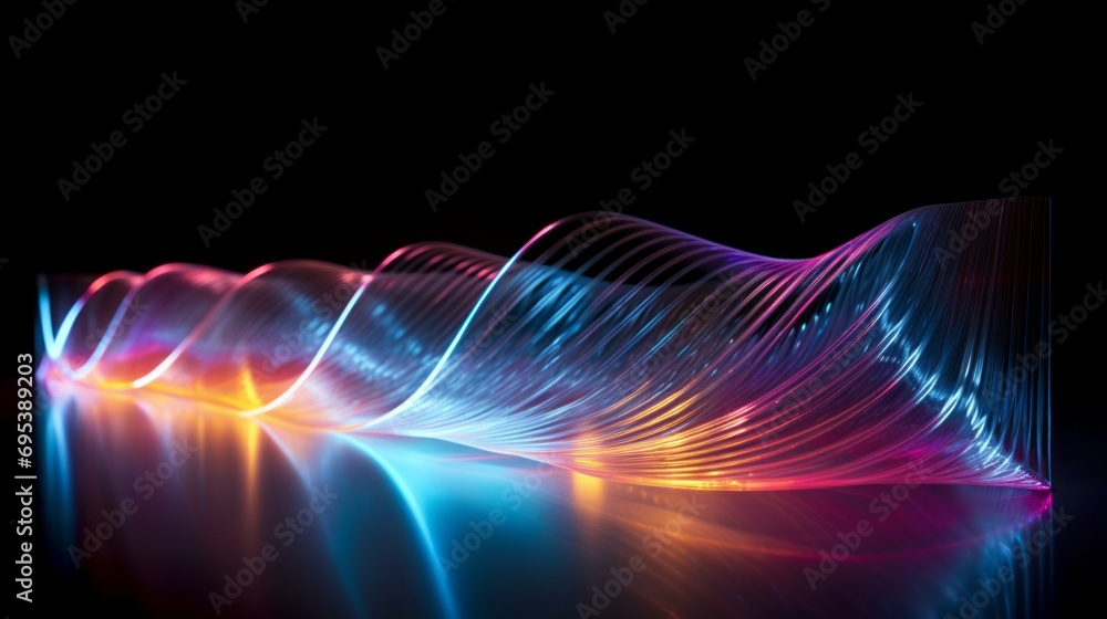 Fototapeta premium Abstract background fiber optics close up, computer communication technology. Optical lighting.