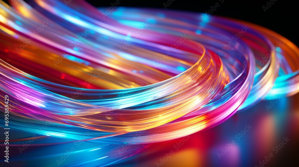 Abstract background fiber optics close up, computer communication technology. Optical lighting.