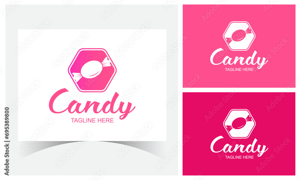 Fototapeta premium Negative Space Lozenge candy Logo Design Template.