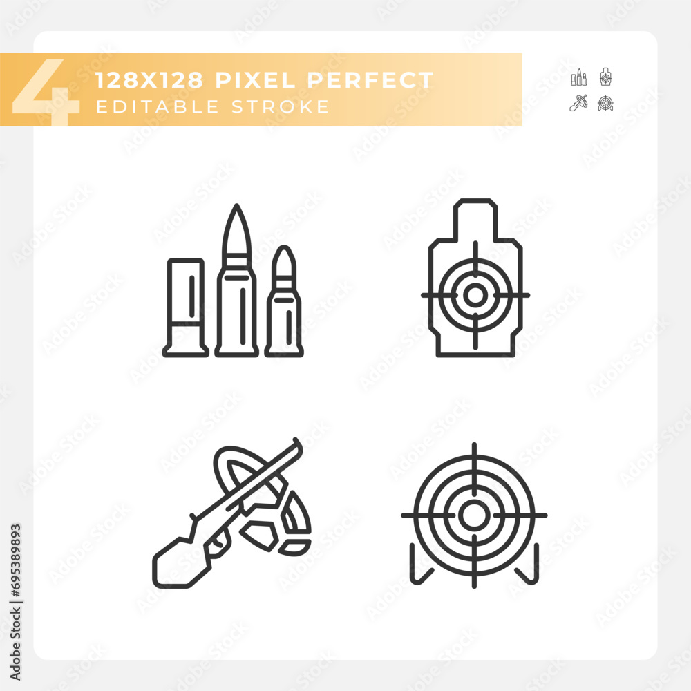 Pixel perfect black icons set of weapons, editable thin line illustration. Pixel perfect black icons set of weapons, editable thin line illustration.