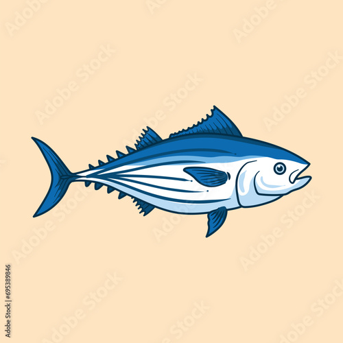 Skipjack tuna mascot fish cartoon vector illustration