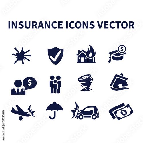 Insurance and assurance icon vector set photo