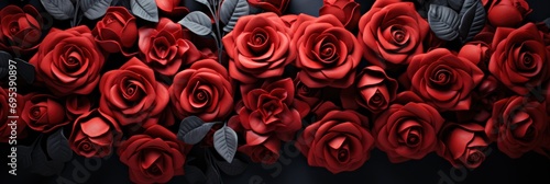 Red Roses Dark Abstract Flowers Background , Banner Image For Website, Background, Desktop Wallpaper