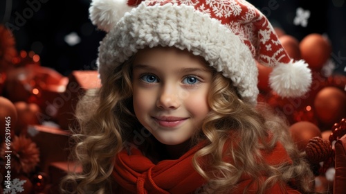 Little Girl Christmas Firtre, Background HD, Illustrations photo